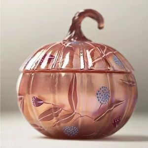 NWT Anthropologie Gourmand Pumpkin Sweet Vanilla Handpainted Glass Candle